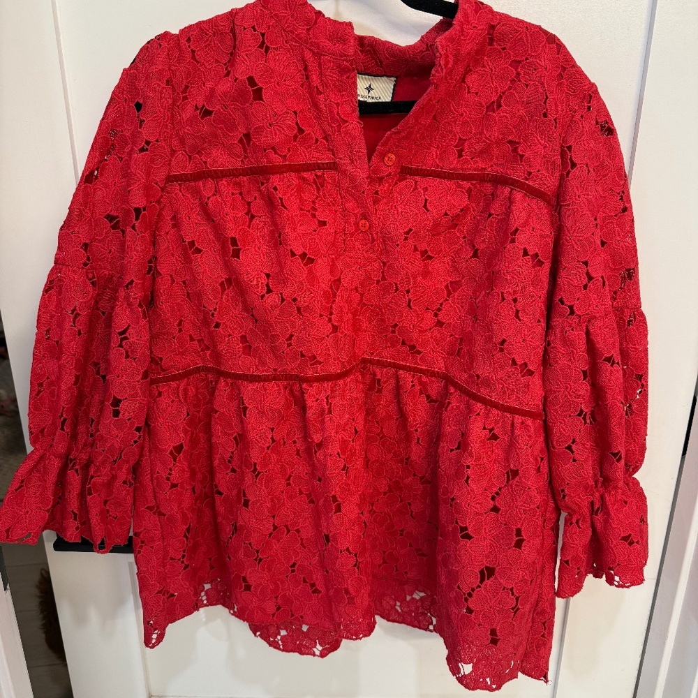 Red Eyelet Tuckernuck Top